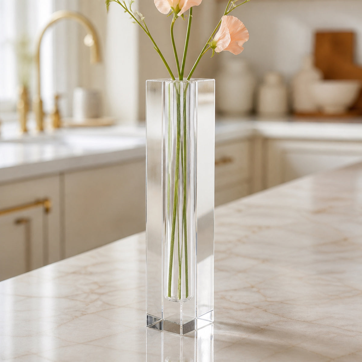 Donovan Handcrafted Square 10" Optical Crystal Vase-YD200