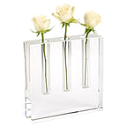 Triple Play Handcrafted Square 7" Optical Crystal Bud Vase-YD217