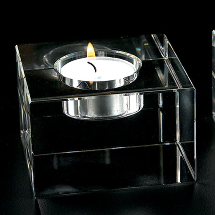 Dakota Crystal Block Pair of T-lite Holders H2 x L3 - YD262