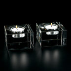 Dakota Crystal Block Pair of T-lite Holders H2 x L3 - YD262