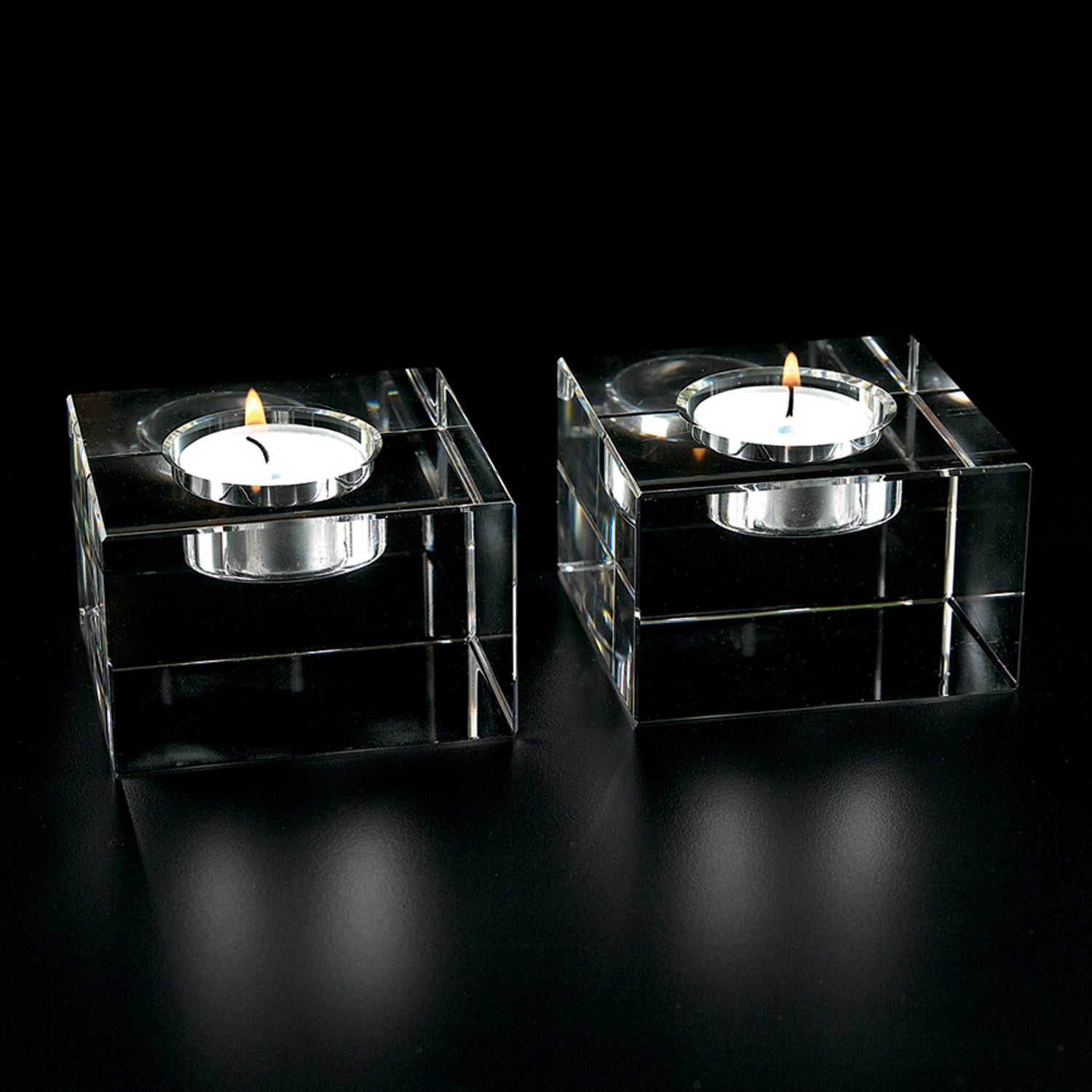 Dakota Crystal Block Pair of T-lite Holders H2 x L3 - YD262