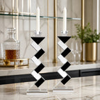 Angela Pair of 14" Black Accent Crystal Candlesticks - YD351