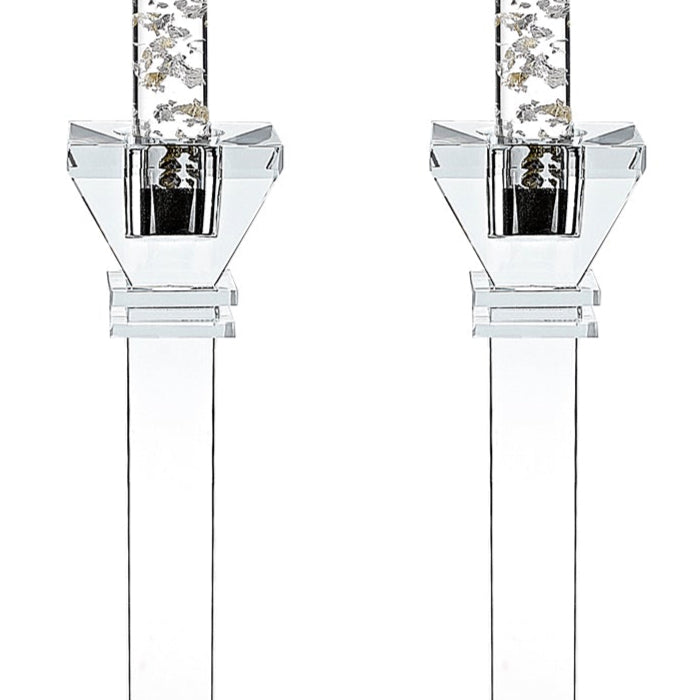 Charleston Square Pair 10" Classic Crystal Candle Holders - YD364