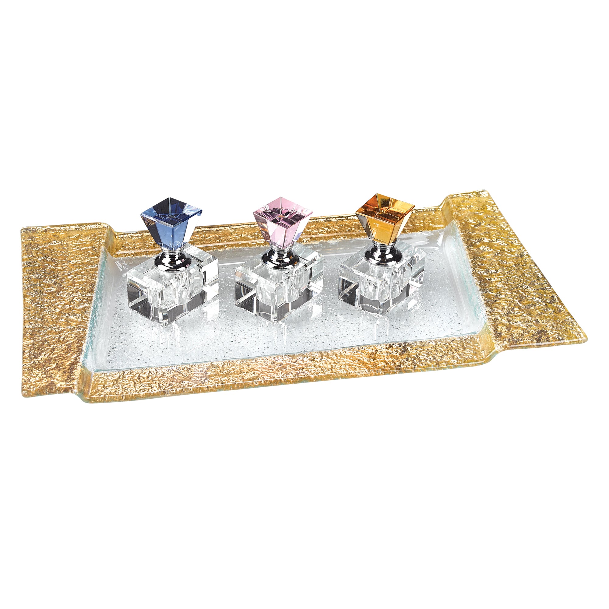 Rainbow 3 pc Crystal Perfume Bottle Set-YD369