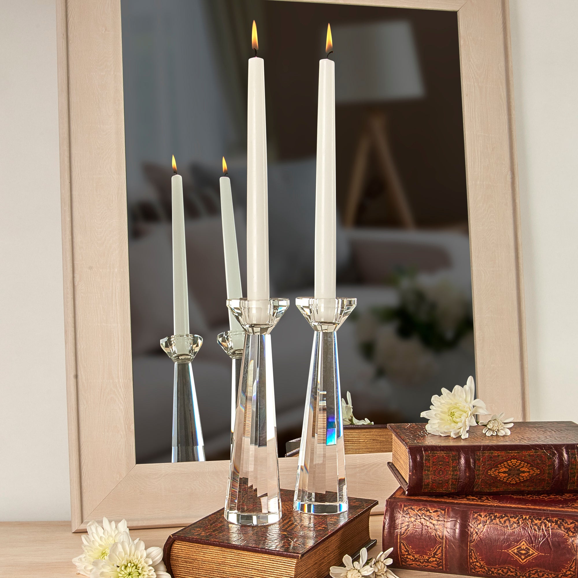 Park Avenue Pair of Faceted Crystal Candle Holders H8.5-YD374