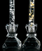 Saturn Pair of 2.75" Handcrafted Crystal Candle Holders-YD377