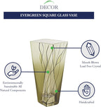 Evergreen European Mouth Blown Hand Decorated 8" Squarish vase-CD107