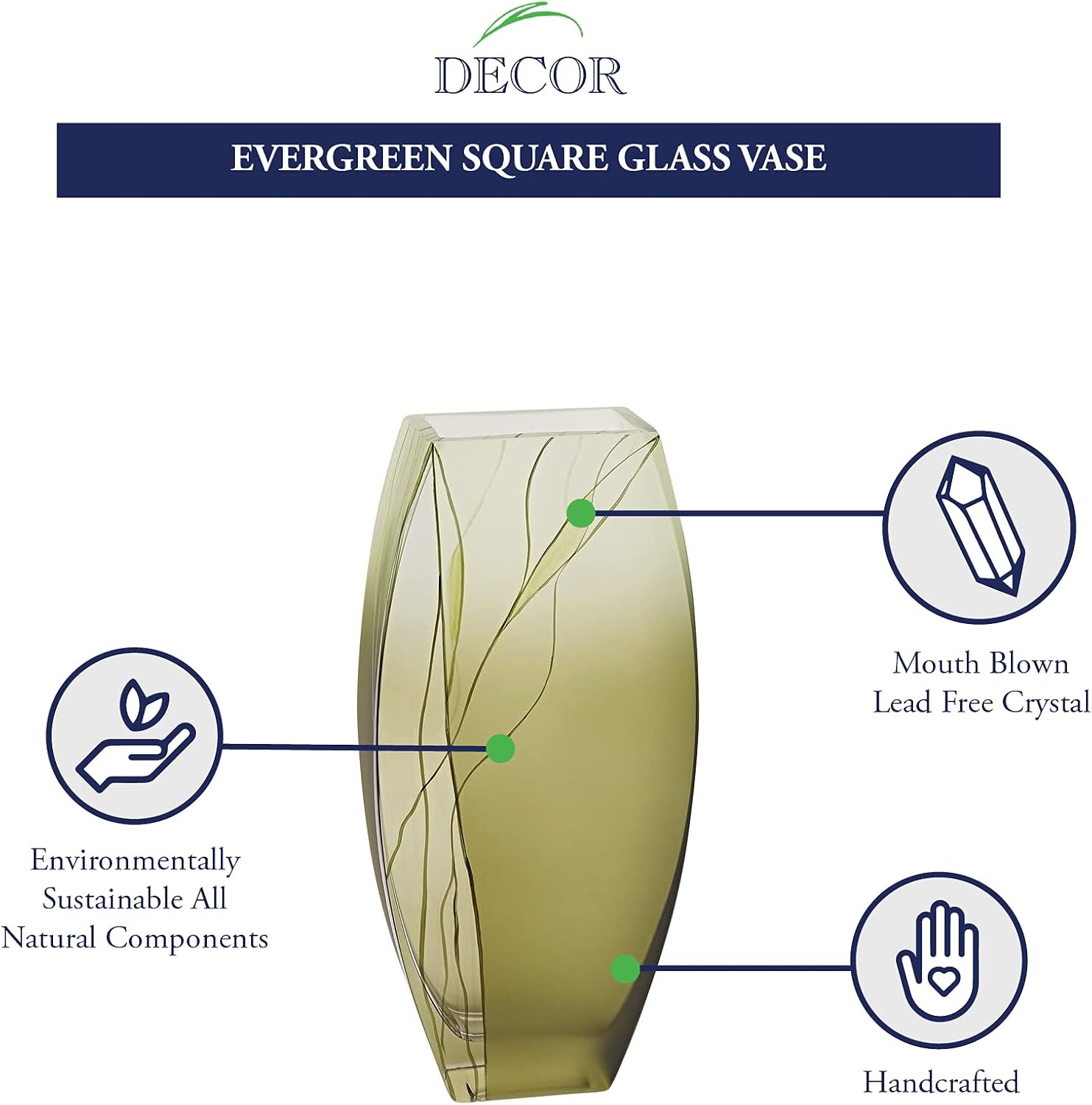 Evergreen European Mouth blown and Hand Decorated 12.5" Vase-CD109