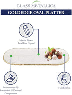Goldedge Hand Decorated Gold Leaf Edge Oval Blown Glass 18 X 6.5" Platter-F3025