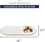 Goldedge Hand Decorated Gold Leaf Edge Oval Blown Glass 18 X 6.5" Platter-F3025