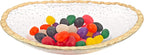 Goldedge Hand Decorated Gold Leaf Edge Oval 12 x 8" Glass Serving Bowl-F3052