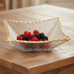Goldedge Hand Decorated Gold Leaf Edge 7" Square Glass Candy or Serving Bowl-F3053