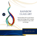 Rainbow Ribbon Murano Style Art Glass Centerpiece on Crystal Base 18"-GW528