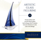 Murano Style Art Glass 13" Blue Sailboat-GW545