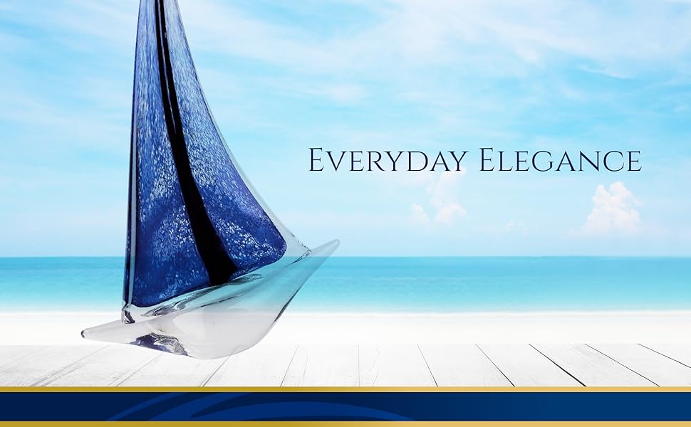 Murano Style Art Glass 13" Blue Sailboat-GW545