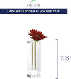 Donovan Handcrafted Square 7.25" Optical Crystal Bud Vase-H198