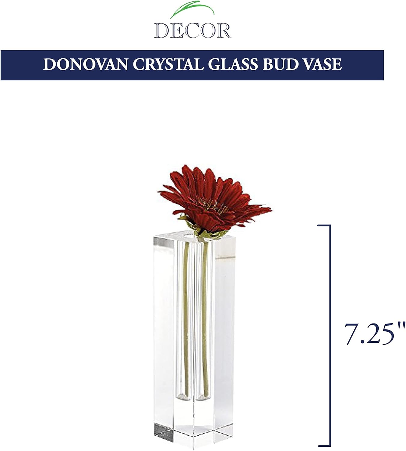 Donovan Handcrafted Square 7.25" Optical Crystal Bud Vase-H198