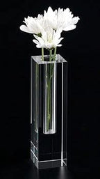 Donovan Handcrafted Square 7.25" Optical Crystal Bud Vase-H198