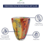 Firestorm Murano Style Art Glass 8" Oval Vase-J417