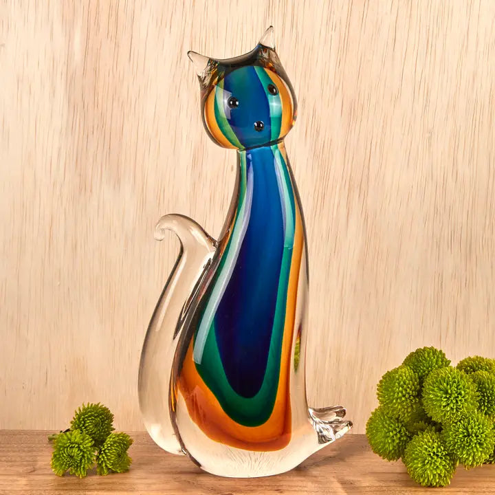 Murano Style Art Glass 11" Cat-J447