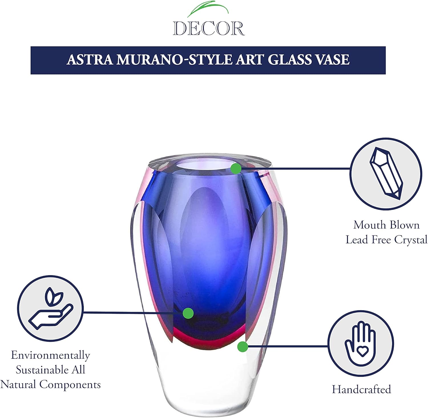 Essence Murano Style Art Glass Violet 6" Vase-J515