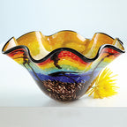 Allura Murano Style Art Glass Floppy Design 15" Centerpiece Bowl - J582