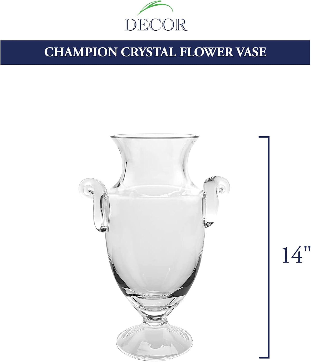 Champion European Mouth Blown Crystal 14" Trophy Vase - K2061
