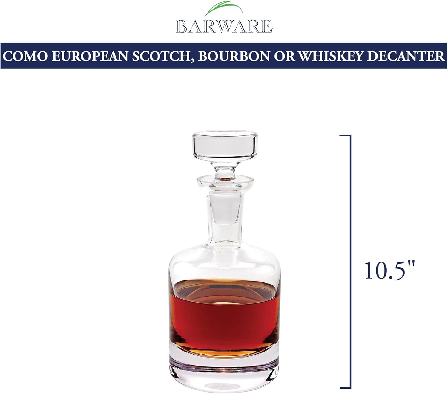 Como European Mouth Blown Lead Free Crystal Decanter 10.5 in 28 oz.- K824