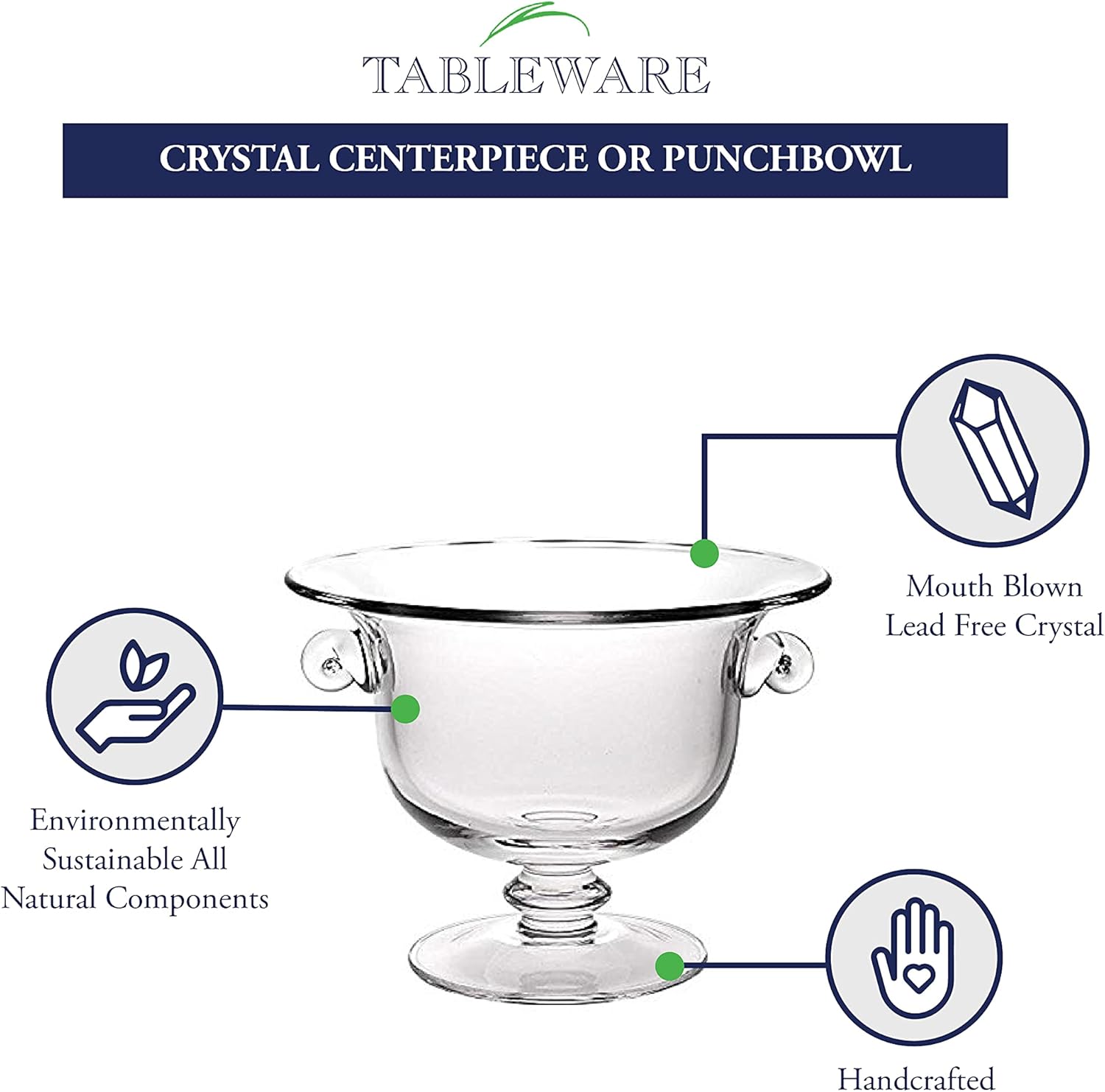 Champion European Mouth Blown Crystal 11" Trophy, Centerpiece, Fruit or Punch Bowl - K918