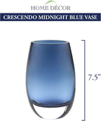 Crescendo Midnight Blue European Mouth Blown Oval Thick Walled 7.5" Vase-K948