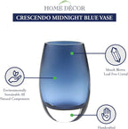 Crescendo Midnight Blue European Mouth Blown Oval Thick Walled 7.5" Vase-K948