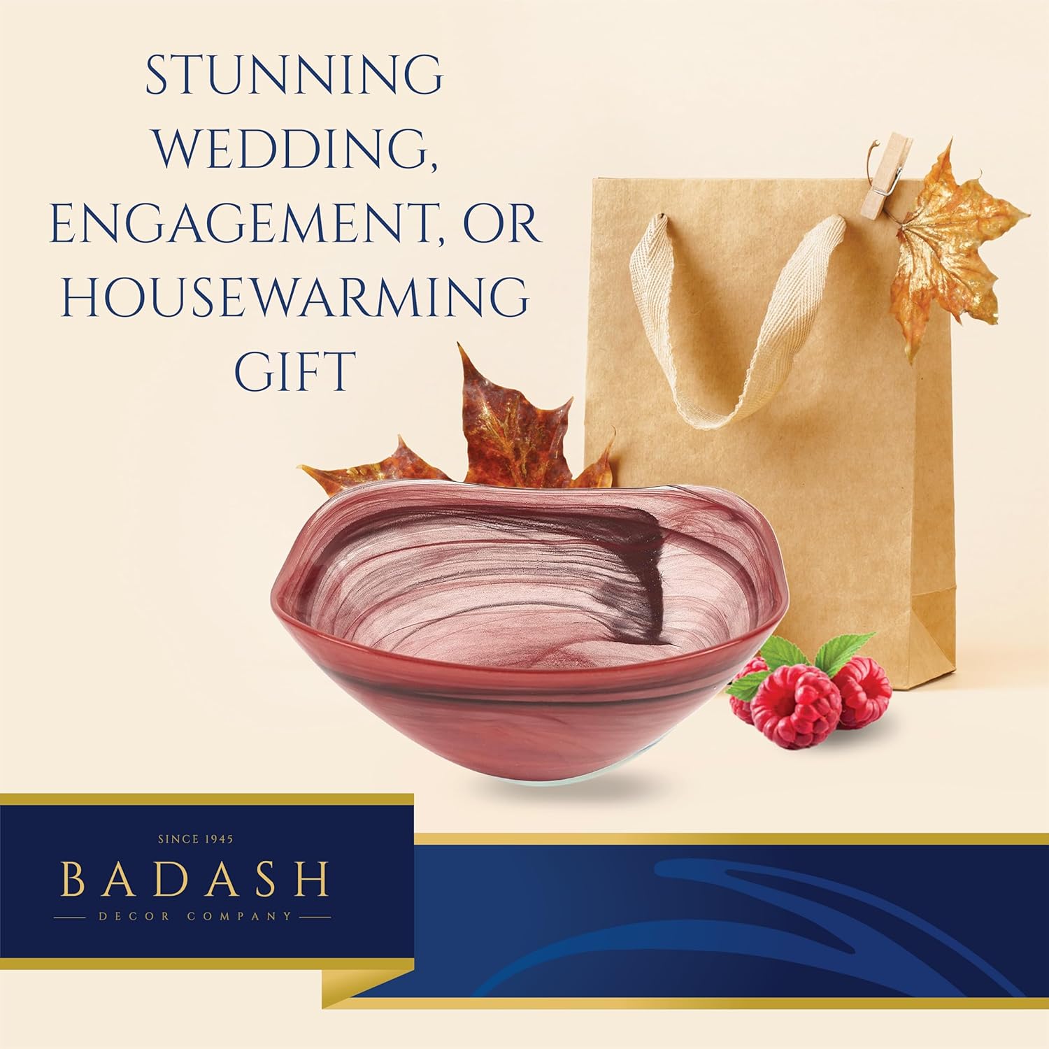 Terra Cotta Alabaster Glass 10" Squarish Salad or Serving Bowl-P232