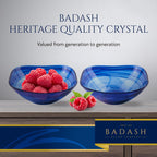 Pair of Cobalt Blue Alabaster Glass 6" Squarish Salad or Candy Bowls-P261