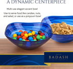 Pair of Cobalt Blue Alabaster Glass 6" Squarish Salad or Candy Bowls-P261