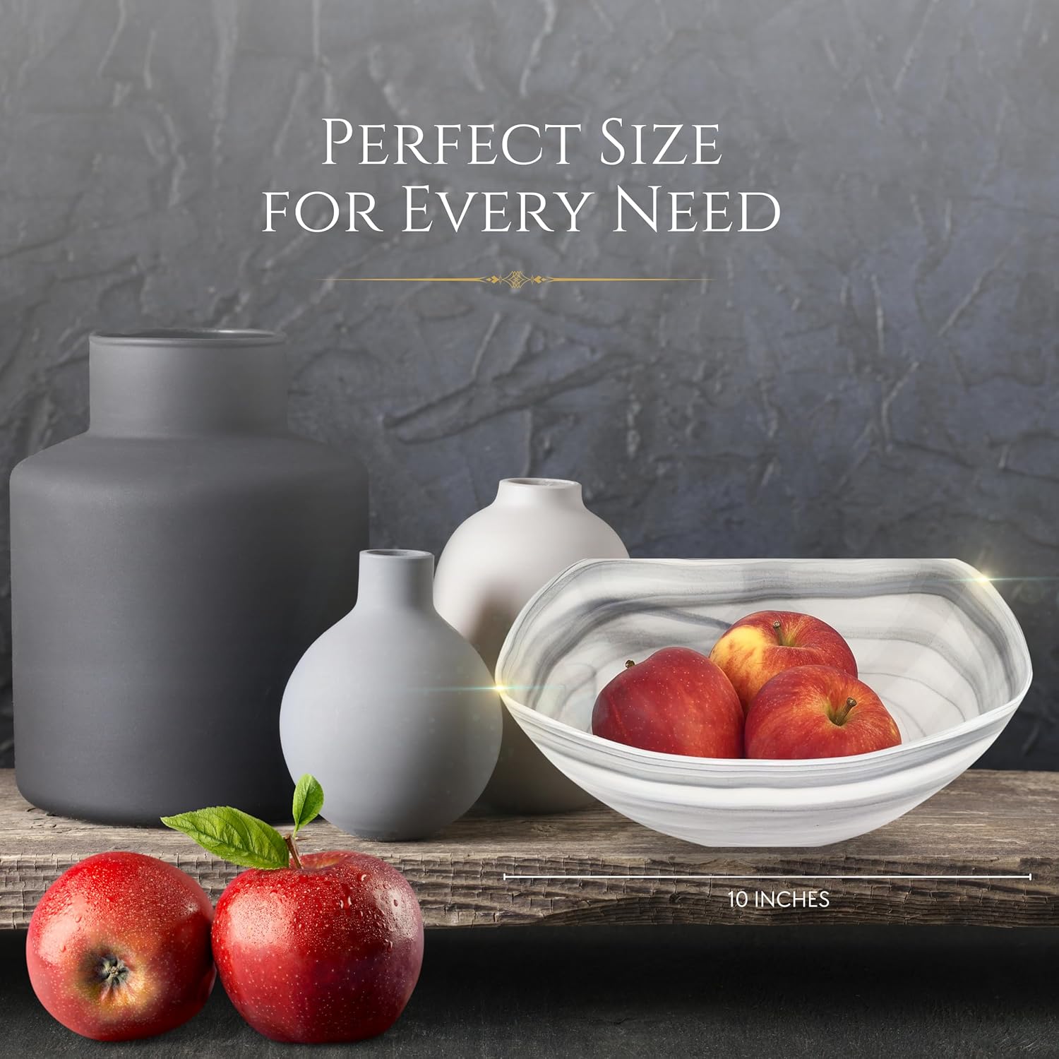 Grey Alabaster Glass 10" Squarish Salad or Serving Bowl-P272