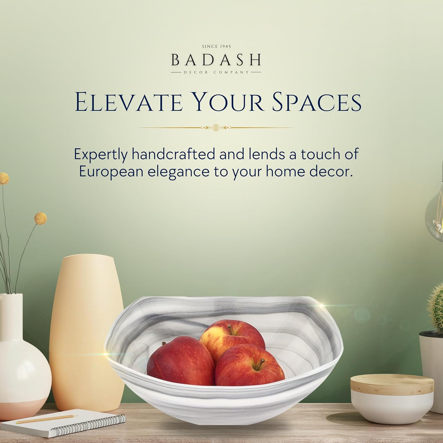 Grey Alabaster Glass 10" Squarish Salad or Serving Bowl-P272