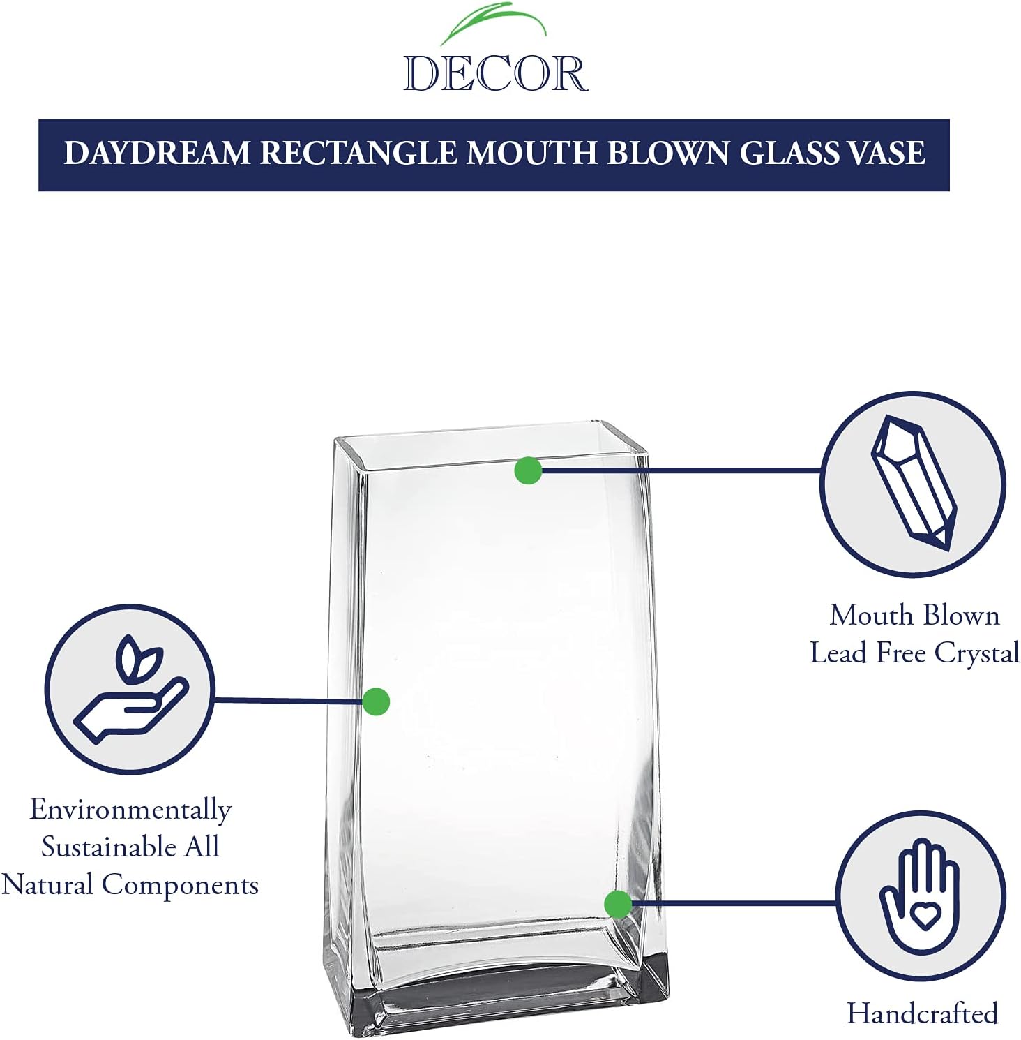 Daydream Rectangle 7" Handmade Glass Vase.-S403