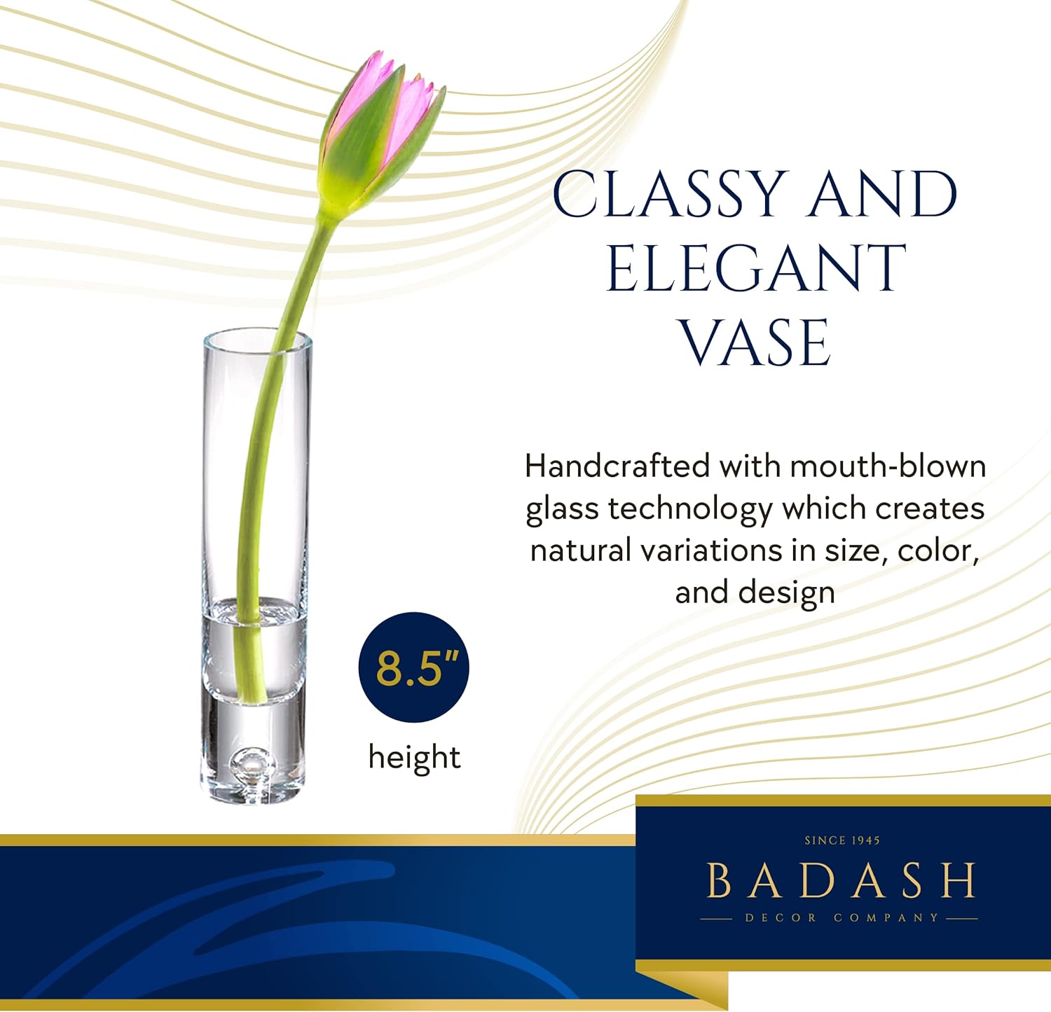 Galaxy 8.5" Mouth Blown Crystal Bud Vase-SR701