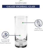 Galaxy Mouth Blown Lead Free Crystal Hiball Glass -13oz - 4 pc Set-SR738