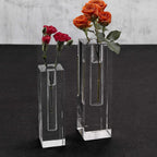 Donovan Handcrafted Square 7.25" Optical Crystal Bud Vase-H198