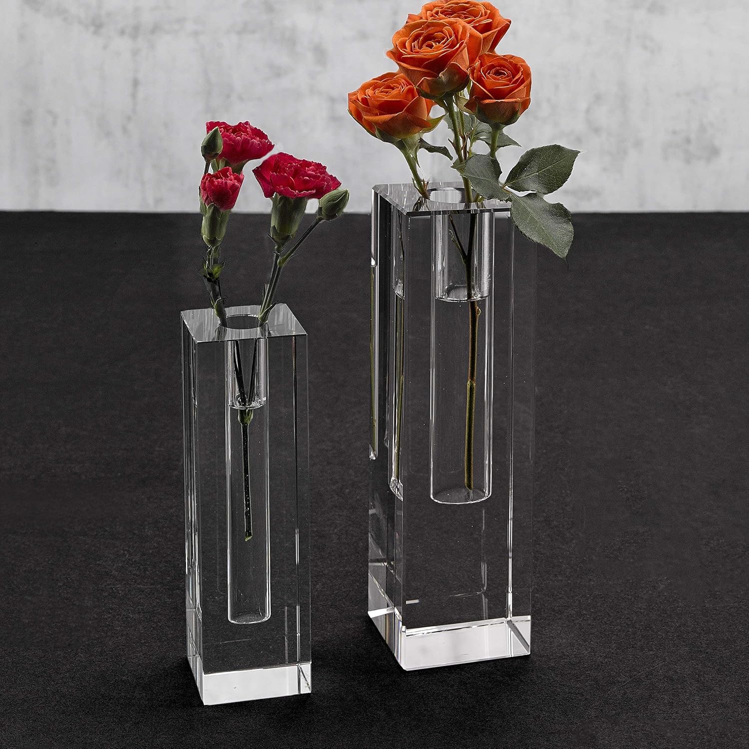 Donovan Handcrafted Square 7.25" Optical Crystal Bud Vase-H198