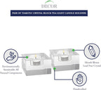 Dakota Crystal Block Pair of T-lite Holders H2 x L3 - YD262