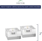 Dakota Crystal Block Pair of T-lite Holders H2 x L3 - YD262