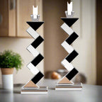Angela Pair of 14" Black Accent Crystal Candlesticks - YD351