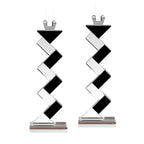 Angela Pair of 14" Black Accent Crystal Candlesticks - YD351