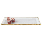 Goldedge Hand Decorated Gold Leaf Edge Rectangular Blown Glass 18 x 6.5" Serving Platter or Tray