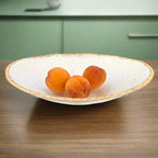 Goldedge Hand Decorated Gold Leaf Edge Oval 12 x 8" Glass Serving Bowl