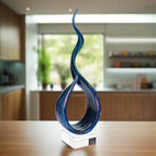 Murano Style Art Glass Monet Centerpiece on Black Crystal Base H18