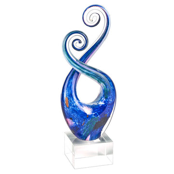Monet Murano Style Art Glass Swirl Centerpiece on Crystal Base 10