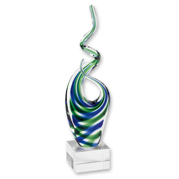 Ocean - Blue and Green Murano Style Art Glass 14" Centerpiece